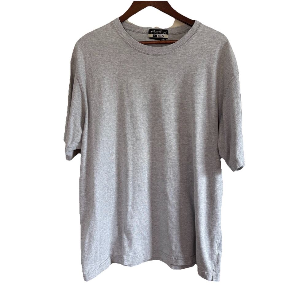 Eddie Bauer Vintage 90s Ebtek Gray Short Sleeve Crew Neck Shirt Men's Size Large